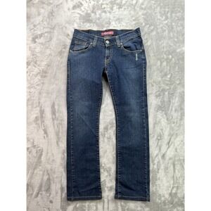 Y2K Levis 504 Slouch Straight Jean Women 7 L Blue Western Biker Boho Cowgirl